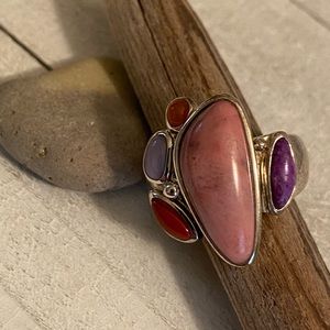 925 Sterling Silver Ring with Multi Colored Stones